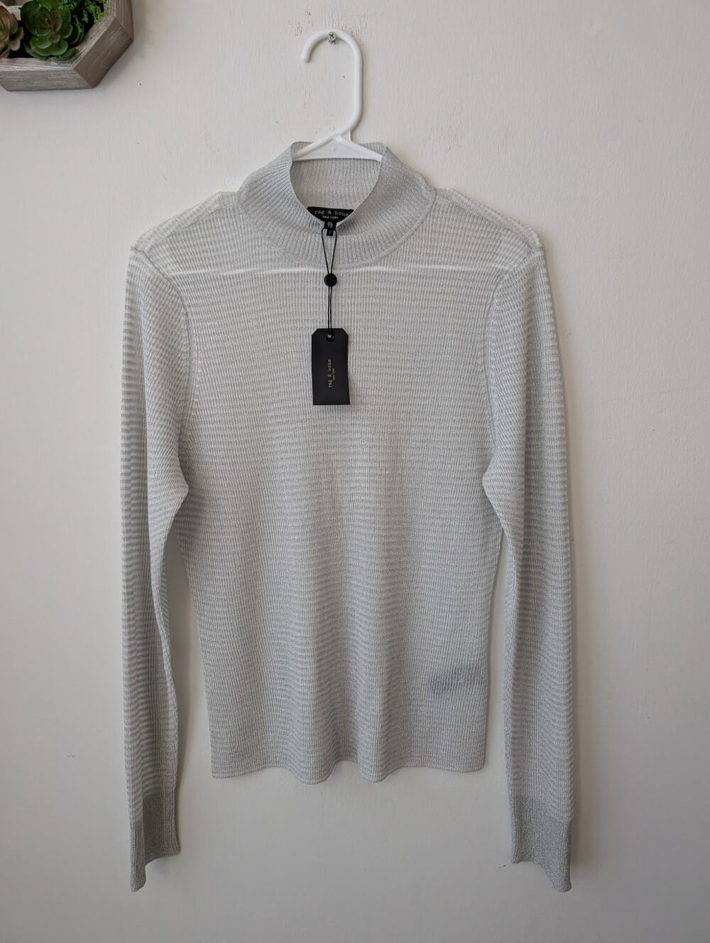 nwt rag & bone silver raina t-neck top
